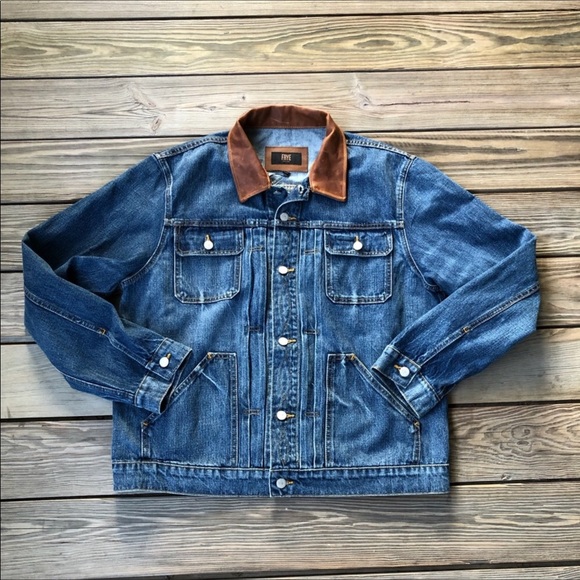 Frye Other - Frye Otis Denim Trucker Jacket Leather Collar